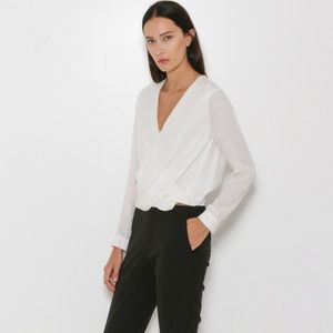 L'Agence Gia Long-Sleeve Silk Wrap Blouse
